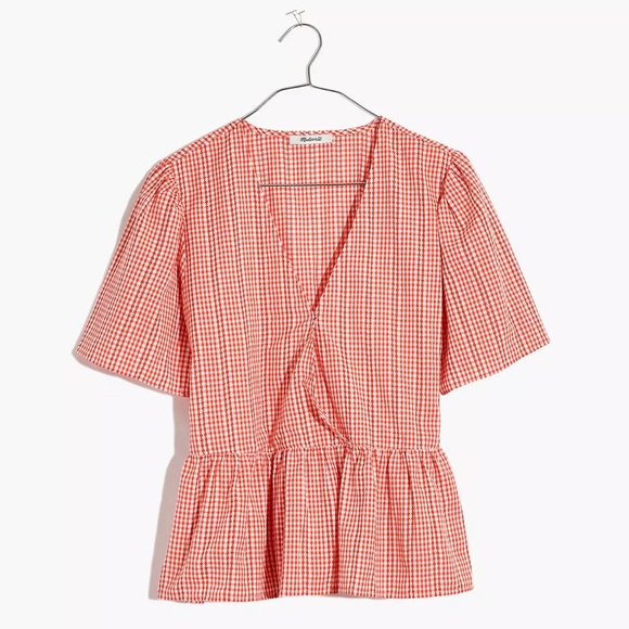 Madewell Tops - NWT Madewell Crossover Peplum Top in Textured Gingham Check XL